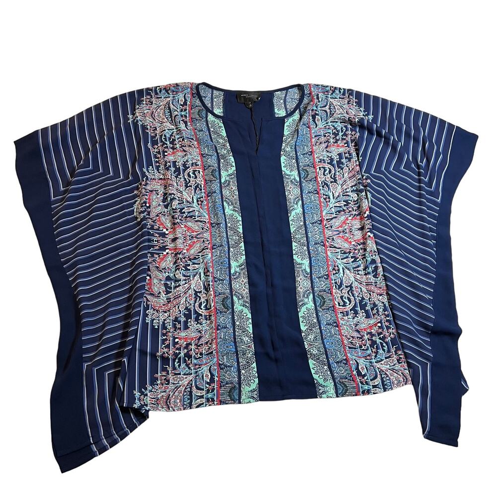 NEW Romeo and Juliet Couture Kaftan Top Size S Stripe Paisley Relax Fit Vacation